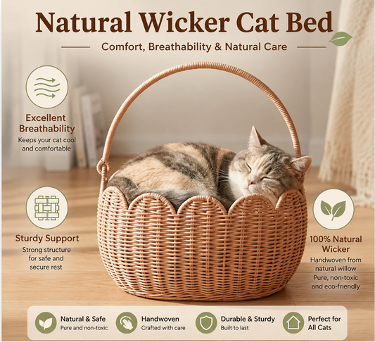 Portable Tulip Woven Cat Basket Bed